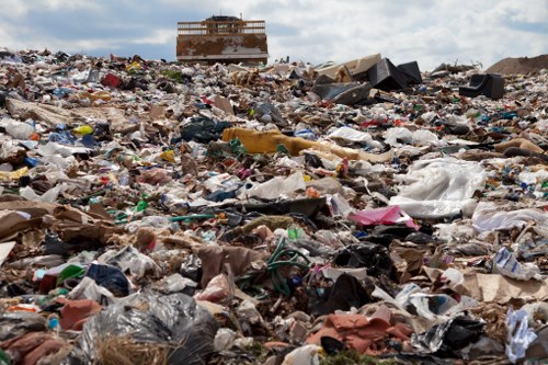 Various types of construction waste ready for clearance